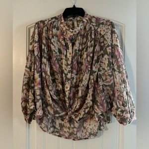 Dolman/batwing sleeve, tie front top